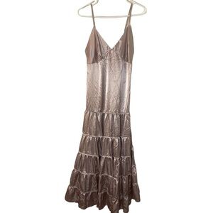 La Vie en Rose Blush Pink Satin Nightgown Tiered Large